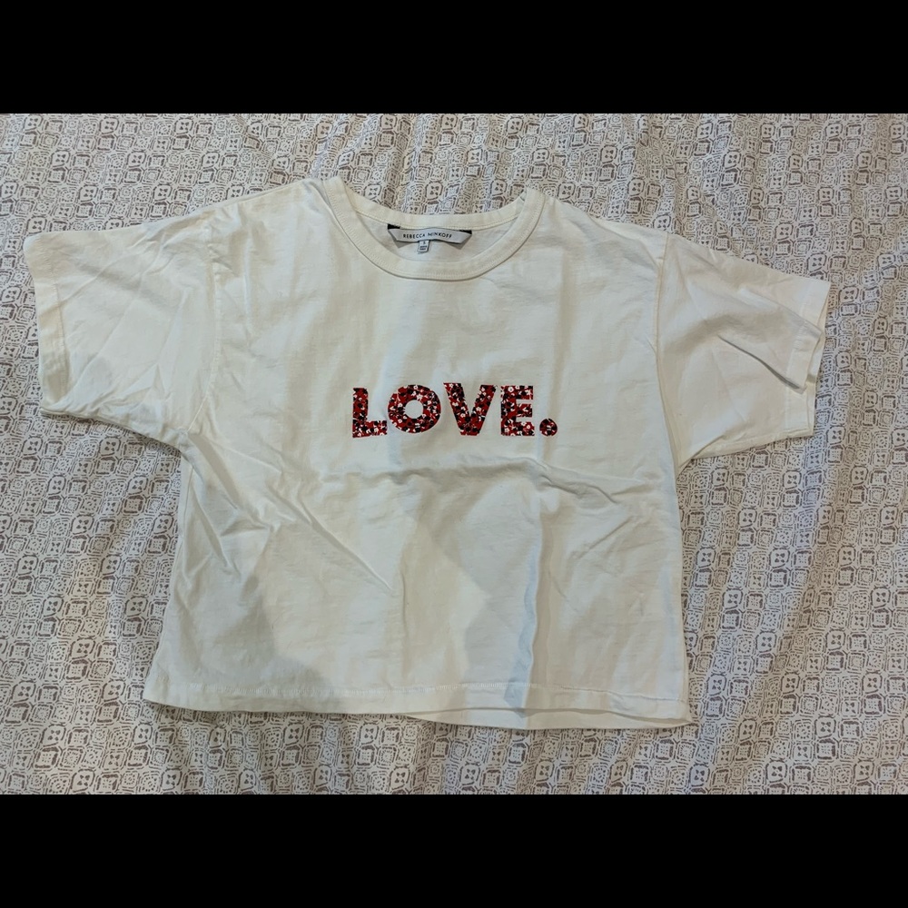 Rebecca Minkoff Love Floral Wesley Cropped Tee Size Small